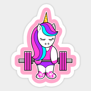 weightlifting unicorn, barbell unicorn, unicorn strong, fitness girl Sticker